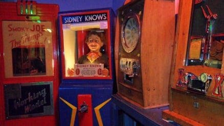 A vintage penny-arcade exhibit at the Rye Heritage Centre