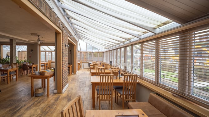 Laid tables in the River Haven bar and restaurant